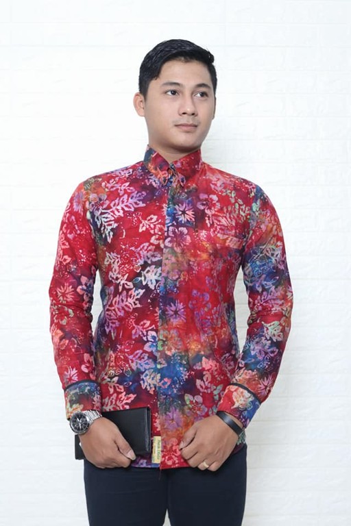  Batik  modern  pria lengan  panjang  Bahan Katun Asli Batik  