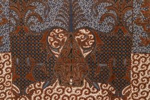 Batik tulis hem pattern motif krokot biru